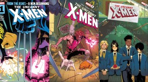 A split image of covers from Uncanny X-Men vol. 6, featuring Rogue, Wolverine, Gambit, Jubilee, Calico, Deathdream, Jitter, and Ransom